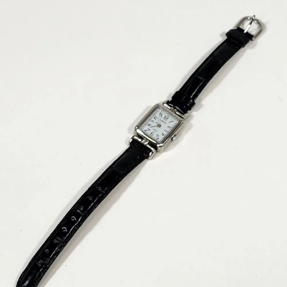 Ladies Carriage by Timex Quartz Watch Black Leather Band 8